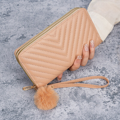 Portofel lung brodat în V pentru doamne transfrontaliere, toamnă și iarnă coreeană 2024, poșetă nouă cu mai multe carduri de capacitate mare