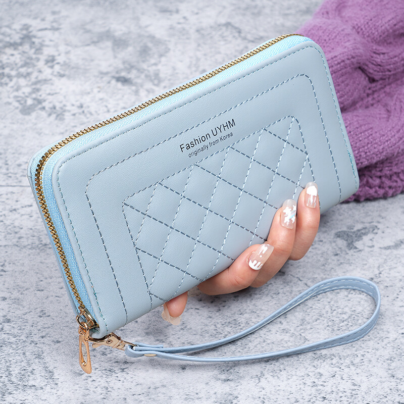 2024. gada jauna sieviešu somiņa gara Joker rāvējslēdzēja sajūga soma, izšūta modes lielas ietilpības mīksta maka mobilā tālruņa soma