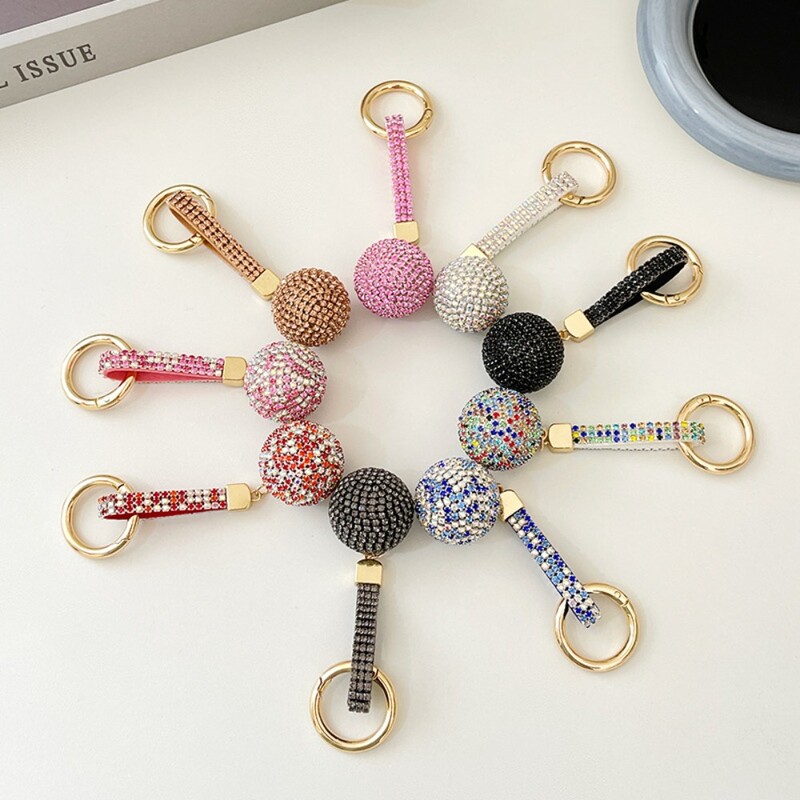 Pandantiv Diamante Minge Strass Cristal Breloc Geanta de mana Breloc Masina Cadou Suport cheie Anti-pierdere Curea din piele Inel cheie Pandantiv