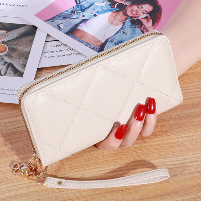 Portofel lung pentru femei cu ciucuri, portofel, suport pentru cărți de vizită, fermoar dublu, clutch din piele PU, portofel de lux și geantă pentru telefon