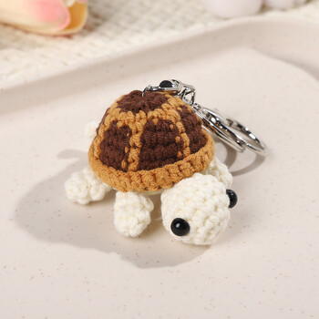 Νέο Cute Little Turtle Car Keychain Mini Turtle Χειροποίητο μάλλινο κροσέ σακίδιο πλάτης Κρεμαστό χαριτωμένο μπρελόκ