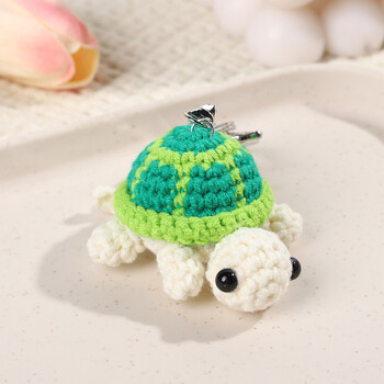 Νέο Cute Little Turtle Car Keychain Mini Turtle Χειροποίητο μάλλινο κροσέ σακίδιο πλάτης Κρεμαστό χαριτωμένο μπρελόκ