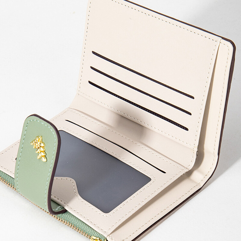 Sieviešu maki PU ādas sieviešu monētu maciņš ar ziedu apdrukātu vairāku kartīšu turētājs Sieviešu īss, plāns maka rāvējslēdzējs