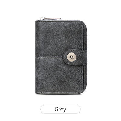 Portofel nou pentru femei, retro, cu trei orificii, RFID, portofel scurt, la modă, cataramă de capacitate mare, fermoar, monedă, posetă pentru monede, suport pentru carduri