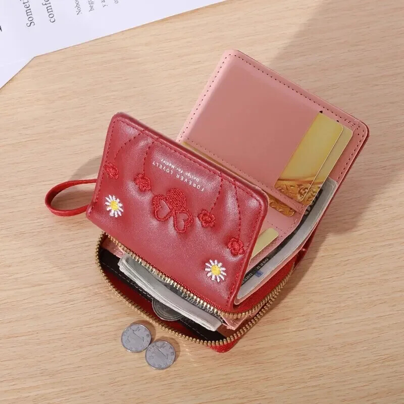 1kom muške modne izvezene torbice za novčiće ljubavi, trostruki držač za kartice, novčanik s više utora za kartice