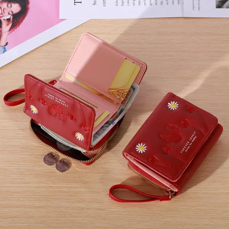 1kom muške modne izvezene torbice za novčiće ljubavi, trostruki držač za kartice, novčanik s više utora za kartice