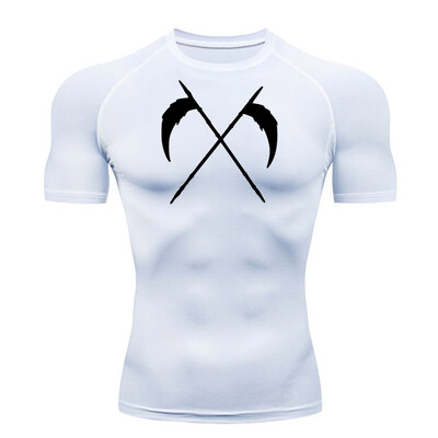 Cămașă cu mânecă scurtă de compresie Tricou de vară pentru bărbați Fitness Uscare rapidă Top sport rashgarda MMA Tricou cu mâneci lungi a doua piele