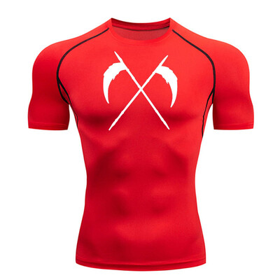 Cămașă cu mânecă scurtă de compresie Tricou de vară pentru bărbați Fitness Uscare rapidă Top sport rashgarda MMA Tricou cu mâneci lungi a doua piele