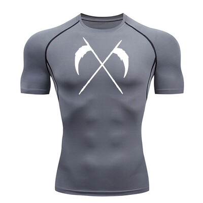 Cămașă cu mânecă scurtă de compresie Tricou de vară pentru bărbați Fitness Uscare rapidă Top sport rashgarda MMA Tricou cu mâneci lungi a doua piele