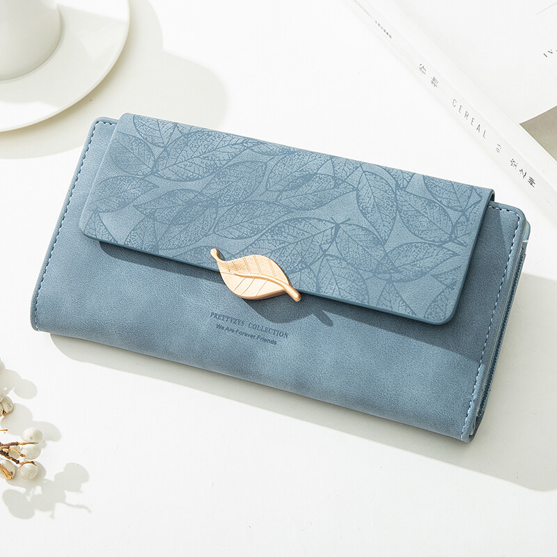 Poșetă pentru femei, design de nișă, retro, simplă, geantă lungă pentru telefon mobil, poșetă pentru femei cu frunze mate, noua tendință, portofel pentru femei 2023