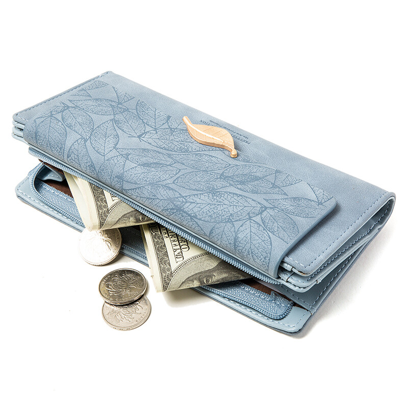 Poșetă pentru femei, design de nișă, retro, simplă, geantă lungă pentru telefon mobil, poșetă pentru femei cu frunze mate, noua tendință, portofel pentru femei 2023