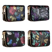 Geantă de bani din piele PU de înaltă calitate, cu fermoar dublu, poșetă cu mai multe cărți, o singură pliere, mini portofel de dimensiuni mici pentru adolescente, fete