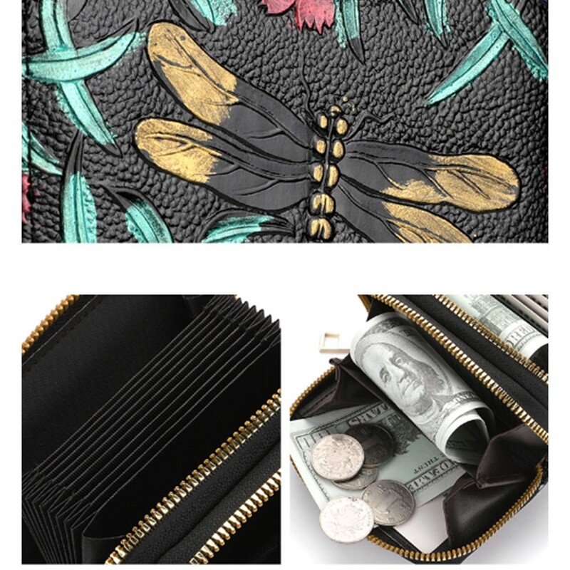 Geantă de bani din piele PU de înaltă calitate, cu fermoar dublu, poșetă cu mai multe cărți, o singură pliere, mini portofel de dimensiuni mici pentru adolescente, fete