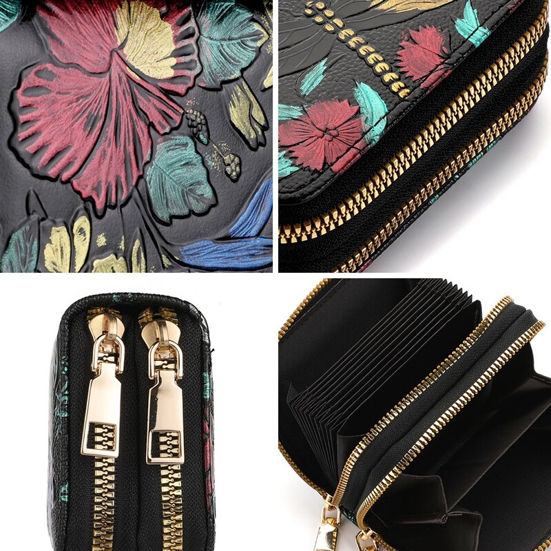 Geantă de bani din piele PU de înaltă calitate, cu fermoar dublu, poșetă cu mai multe cărți, o singură pliere, mini portofel de dimensiuni mici pentru adolescente, fete