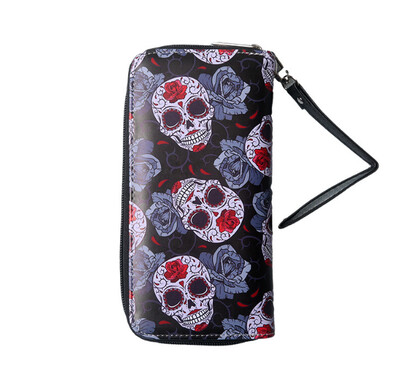 Šareni dugi novčanik sa starinskim uzorkom lubanje, ženska torbica s kvačicom
