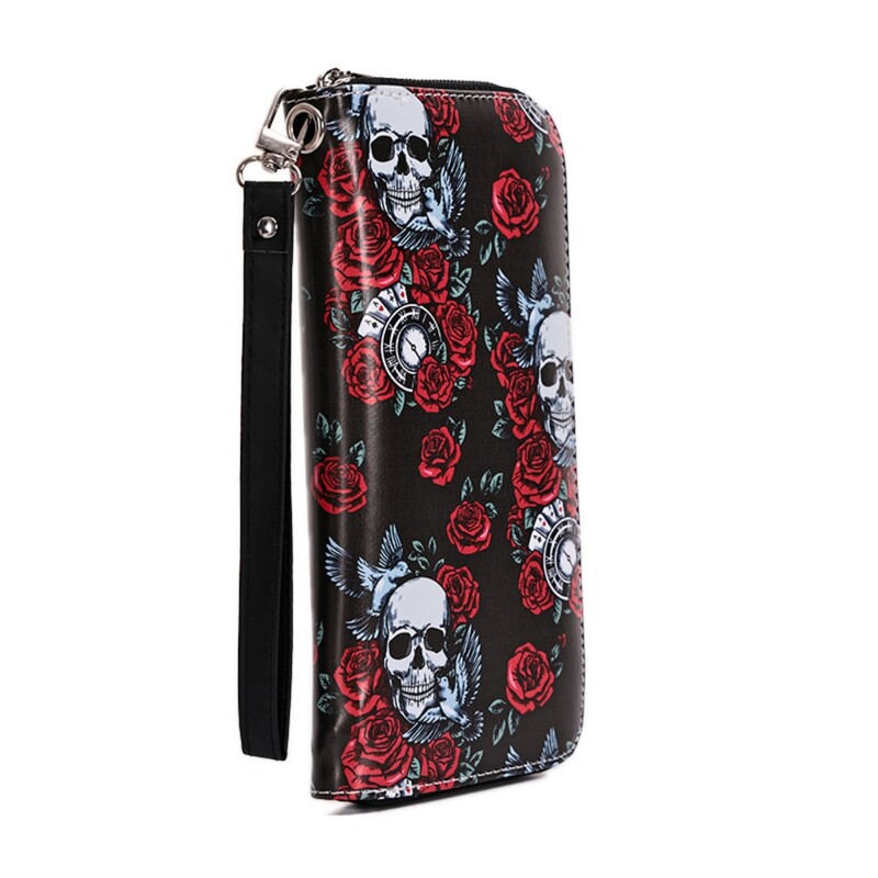 Šareni dugi novčanik sa starinskim uzorkom lubanje, ženska torbica s kvačicom
