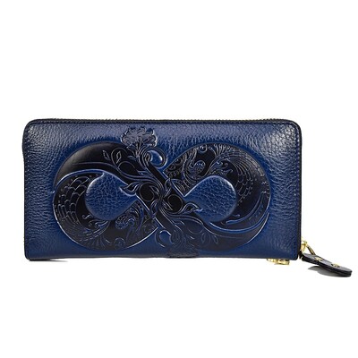 Geantă mare portofel din piele naturală Poșetă lungă din piele de vacă norocoasă pentru femei, cu primul strat, din piele de vacă, poștă pentru telefon mobil