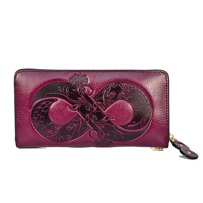 Geantă mare portofel din piele naturală Poșetă lungă din piele de vacă norocoasă pentru femei, cu primul strat, din piele de vacă, poștă pentru telefon mobil