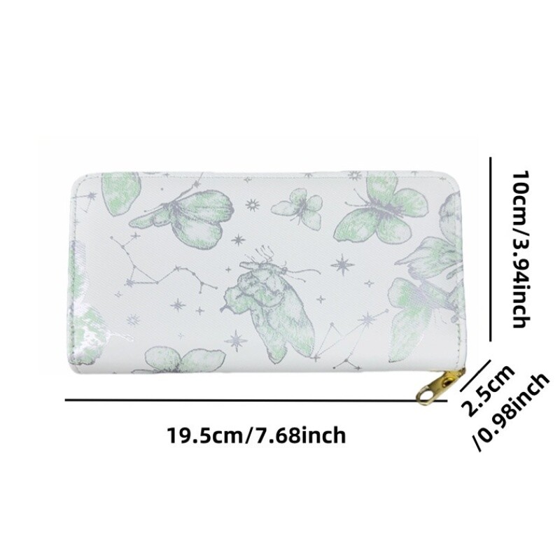 Sieviešu maciņš ar rāvējslēdzēju, jauns ķīniešu tauriņu apdruka, korejiešu modes lielas ietilpības karšu monētu uzglabāšanas soma ar rāvējslēdzēju