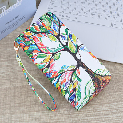 Garie maki sievietēm PU ādas pāva apdruka ar rāvējslēdzēju aproce Sajūga soma Lielas ietilpības sieviešu naudas klipu karšu turētājs