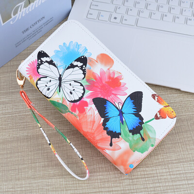 Garie maki sievietēm PU ādas pāva apdruka ar rāvējslēdzēju aproce Sajūga soma Lielas ietilpības sieviešu naudas klipu karšu turētājs