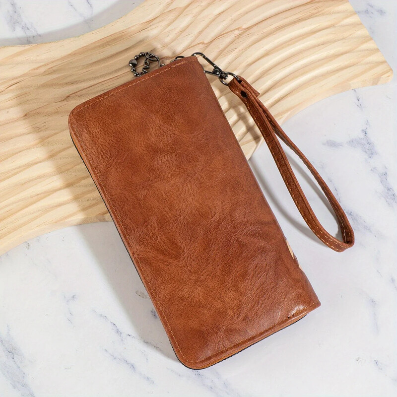2024 nou portofel retro portofel lung cu fermoar portofel din piele casual mediu în relief geanta clutch lungă geantă pentru telefon mobil în relief