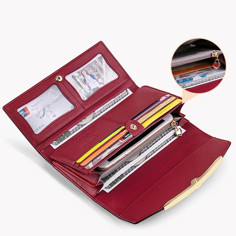 Portofele din piele naturală pentru femei Poșete de designer de lux Suport card RFID Poșetă lungă pentru femei Cadou de înaltă calitate pentru femei