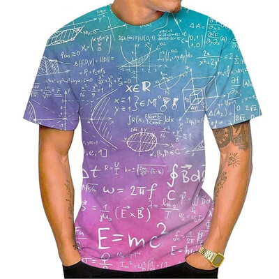 Tricou cu formulă matematică imprimat 3D pentru bărbați Tricouri cu model de ecuație de vară Tricouri lejere cu gât rotund Tricou cu mânecă scurtă