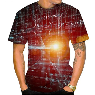 Tricou cu formulă matematică imprimat 3D pentru bărbați Tricouri cu model de ecuație de vară Tricouri lejere cu gât rotund Tricou cu mânecă scurtă