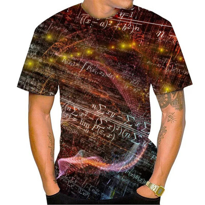 Tricou cu formulă matematică imprimat 3D pentru bărbați Tricouri cu model de ecuație de vară Tricouri lejere cu gât rotund Tricou cu mânecă scurtă