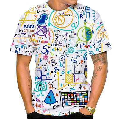 Tricou cu formulă matematică imprimat 3D pentru bărbați Tricouri cu model de ecuație de vară Tricouri lejere cu gât rotund Tricou cu mânecă scurtă