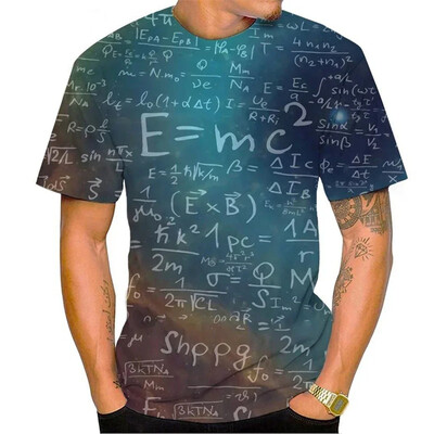 Tricou cu formulă matematică imprimat 3D pentru bărbați Tricouri cu model de ecuație de vară Tricouri lejere cu gât rotund Tricou cu mânecă scurtă