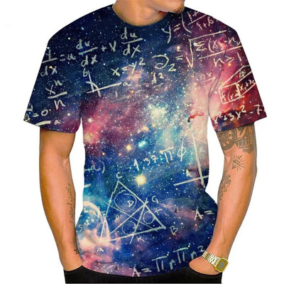 Tricou cu formulă matematică imprimat 3D pentru bărbați Tricouri cu model de ecuație de vară Tricouri lejere cu gât rotund Tricou cu mânecă scurtă