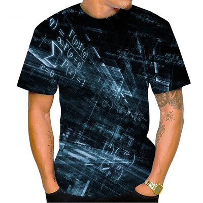 Tricou cu formulă matematică imprimat 3D pentru bărbați Tricouri cu model de ecuație de vară Tricouri lejere cu gât rotund Tricou cu mânecă scurtă