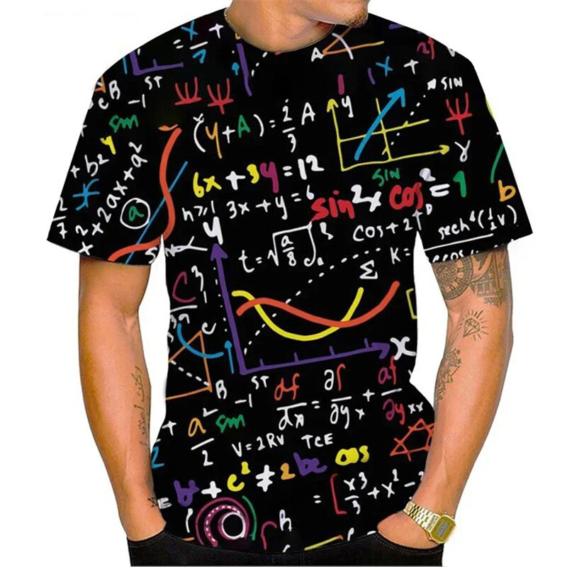 Tricou cu formulă matematică imprimat 3D pentru bărbați Tricouri cu model de ecuație de vară Tricouri lejere cu gât rotund Tricou cu mânecă scurtă