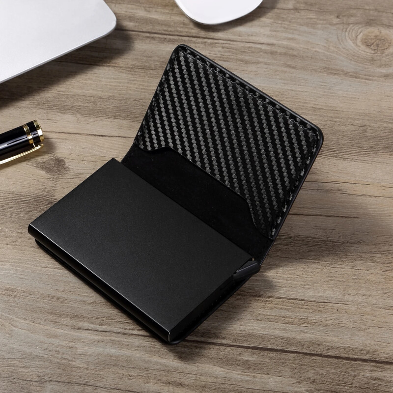 Vīrieši Sievietēm Unisex Smart Rfid Anti Blocking Alumīnija maka ID kredītkartes turētāja futrālis Oglekļa šķiedras Vīriešu biznesa plāns plāns maciņš