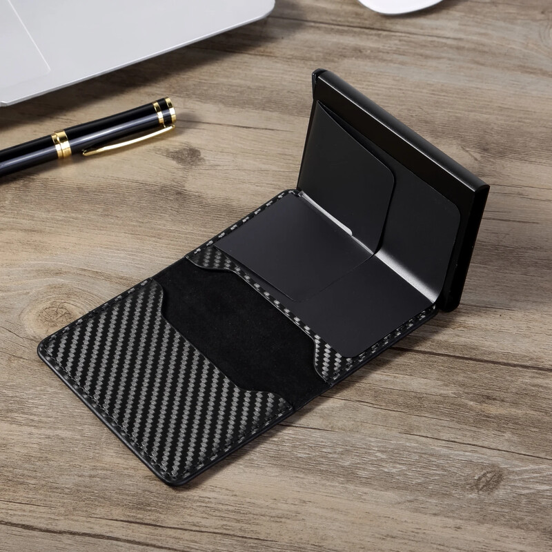 Vīrieši Sievietēm Unisex Smart Rfid Anti Blocking Alumīnija maka ID kredītkartes turētāja futrālis Oglekļa šķiedras Vīriešu biznesa plāns plāns maciņš