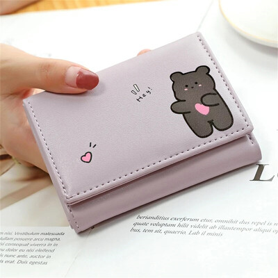 Női rövid, aranyos kis pénztárcák Diák háromszoros összehajtható kártyatartó lány igazolványtáska kártyatartó érme pénztárca Női pénztárcák karikatúra táskák