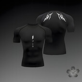 Hanorac de compresie de vară Tricou cu mânecă scurtă pentru bărbați de fitness Alergare cu uscare rapidă Top antrenament de gimnastică Tricou de culturism S-3XL