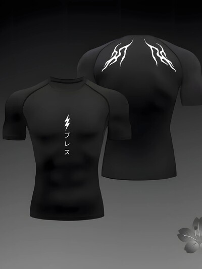 Hanorac de compresie de vară Tricou cu mânecă scurtă pentru bărbați de fitness Alergare cu uscare rapidă Top antrenament de gimnastică Tricou de culturism S-3XL