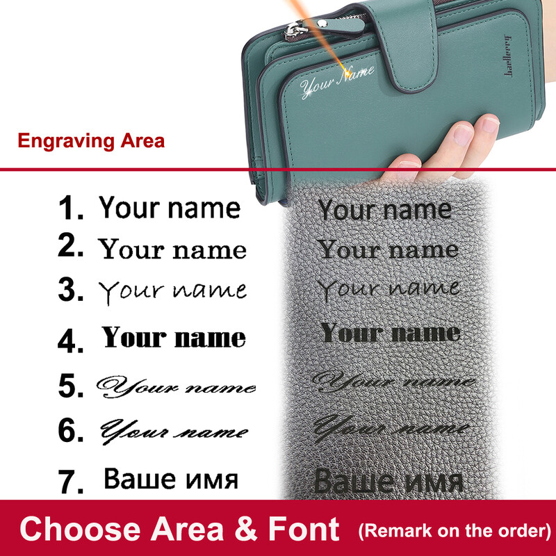 2024 Ženski dugi novčanici Graviranje imena vrhunske kvalitete 15 držača kartica Klasična ženska torbica Brand novčanik za žene