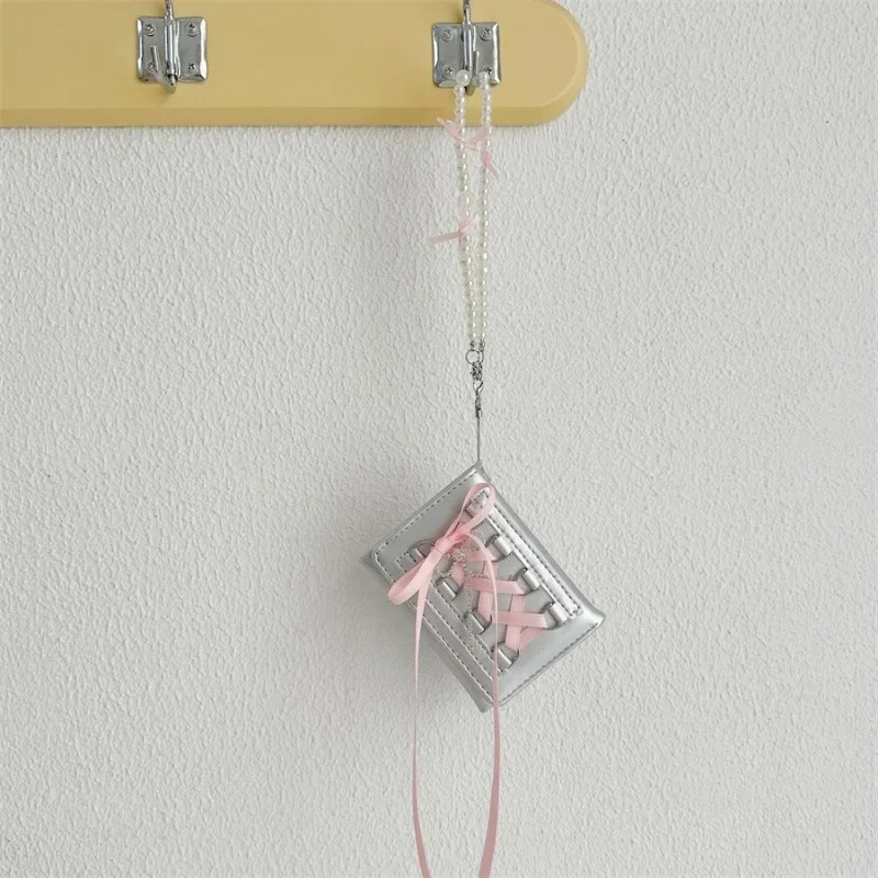 Portofele dulci argintii MOBO pentru femei Y2k, cu curele de designer, originală, la modă, scurtă, cu monede, stil coreean, ocazional, nou portofel drăguț