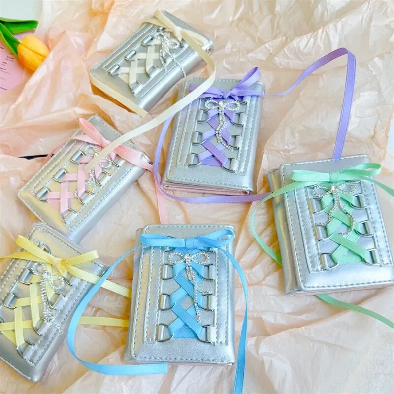 Portofele dulci argintii MOBO pentru femei Y2k, cu curele de designer, originală, la modă, scurtă, cu monede, stil coreean, ocazional, nou portofel drăguț