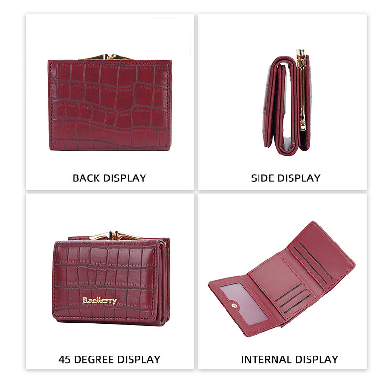 Baellerry jauns īss sieviešu maks monētu kabatas krokodila raksts sieviešu somiņa fotoattēlu turētājs Maks meitenēm, Hasp karšu turētājs