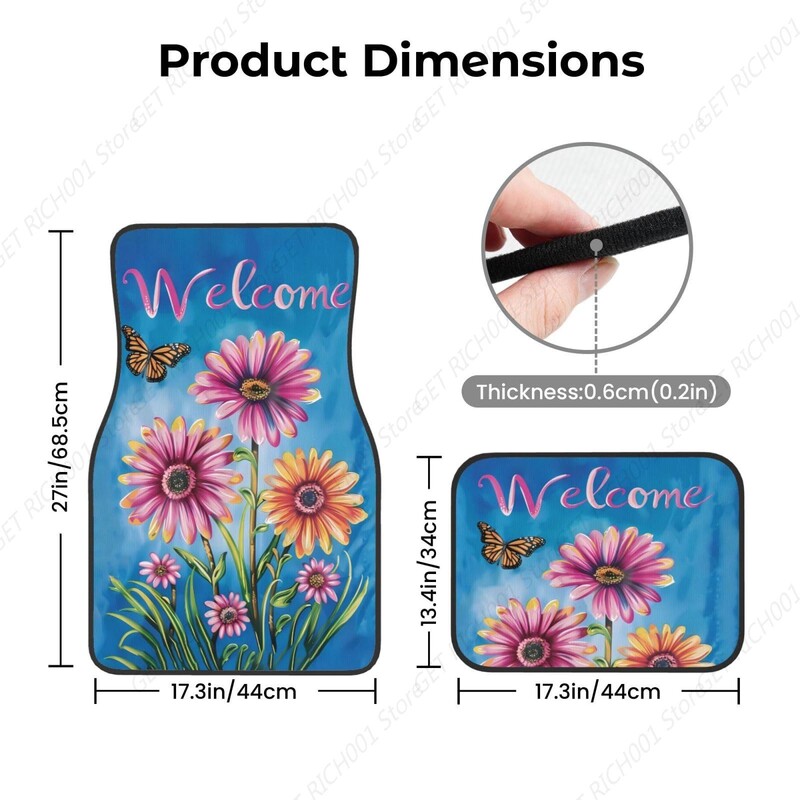 Summer Flowers Spring Fluture Covor Covorașe pentru mașini, Accesorii auto Față Spate Covoraș Covoraș Covoraș Covoraș pentru mașină