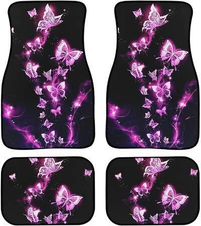 Snilety Blue Butterfly Pattern Automašīnas Grīdas Paklājiņi Gumijas Pamatne 4 Dabiņas, Sieviešu Meitenes Pilns Komplekts Auto Priekšējie Aizmugurējie Grīdas Paklāji Heavy D