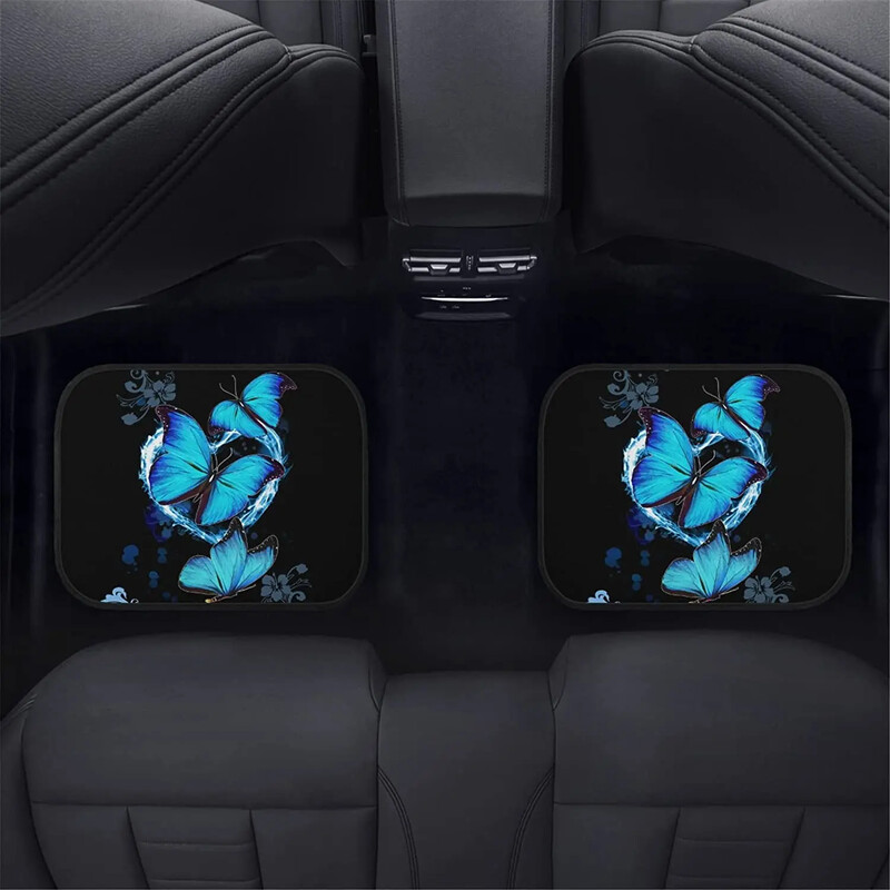 Snilety Blue Butterfly Pattern Automašīnas Grīdas Paklājiņi Gumijas Pamatne 4 Dabiņas, Sieviešu Meitenes Pilns Komplekts Auto Priekšējie Aizmugurējie Grīdas Paklāji Heavy D