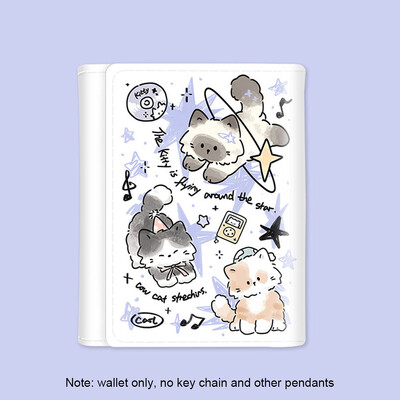 Portofel drăguț din piele PU pentru femei Poșetă cu monede simplă cu 3 ori Sloturi cu mai multe cărți Suport pentru carduri Portofele scurte pentru fete