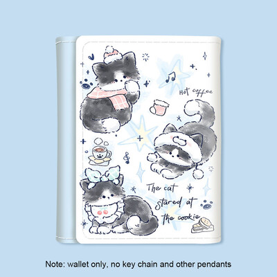 Portofel drăguț din piele PU pentru femei Poșetă cu monede simplă cu 3 ori Sloturi cu mai multe cărți Suport pentru carduri Portofele scurte pentru fete