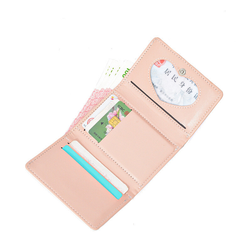 Jauki sieviešu maki ar izšuvumiem ar zvaigznīti, salokāmi, īsi somiņa, mazi monētu karšu turētāji, sajūgs, jauns sieviešu maks